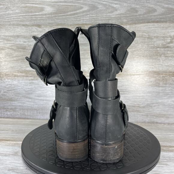 Steve Madden Womens Brewzzer Black Leather Buckle Moto Biker Boots Size 6.5 - Picture 4 of 9